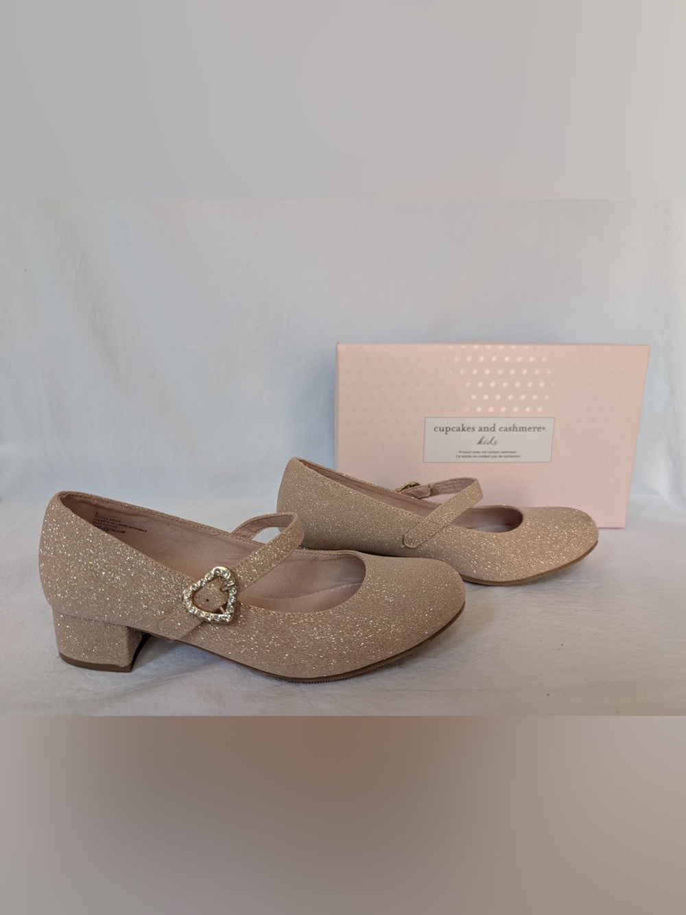 cupcakes & cashmere Girls Glitter Mary Jane Flats in Champagne Gold